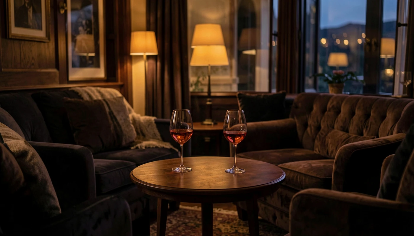 Stylish dark lounge setting for a discreet date