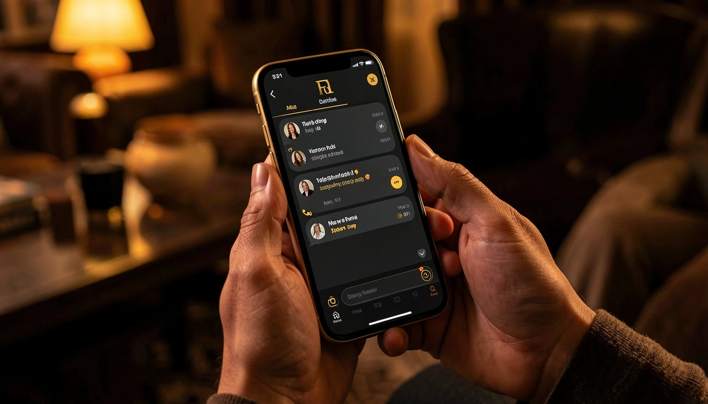 Phone showing a discreet adult dating chat